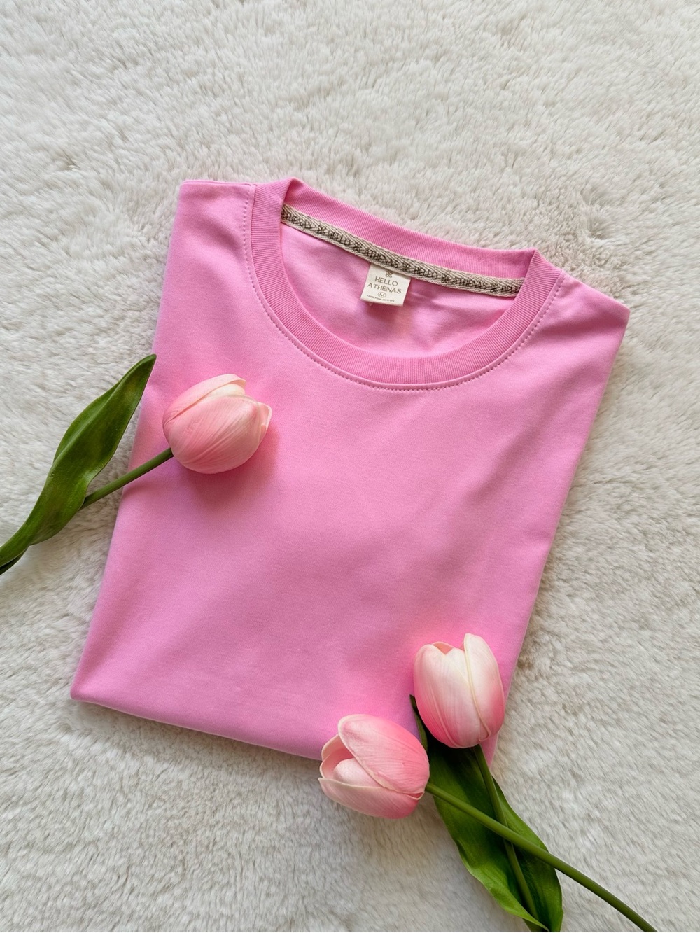 Hello Athenas Women’s Solid Pima Cotton Tee Short Sleeve Pink